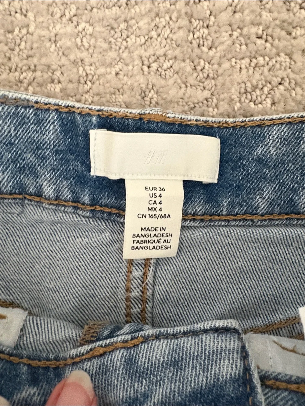 H&M Light Blue High-Rise Raw Hem Denim Shorts